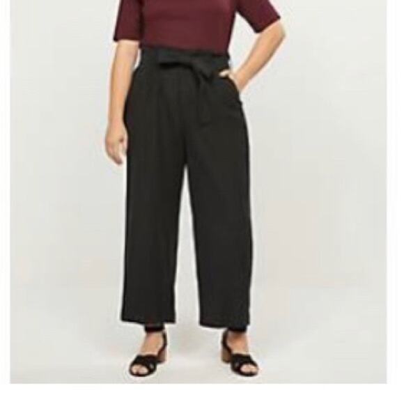 Lane Bryant Black Ruffle Waist Belted Women's Dress Pants Sz 20 - Picture 1 of 5